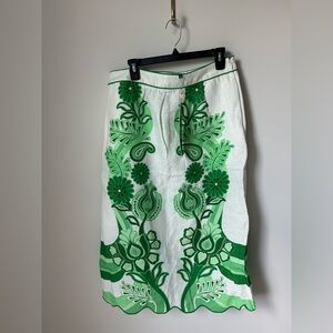 Farm Rio Floral Green Midi Skirt